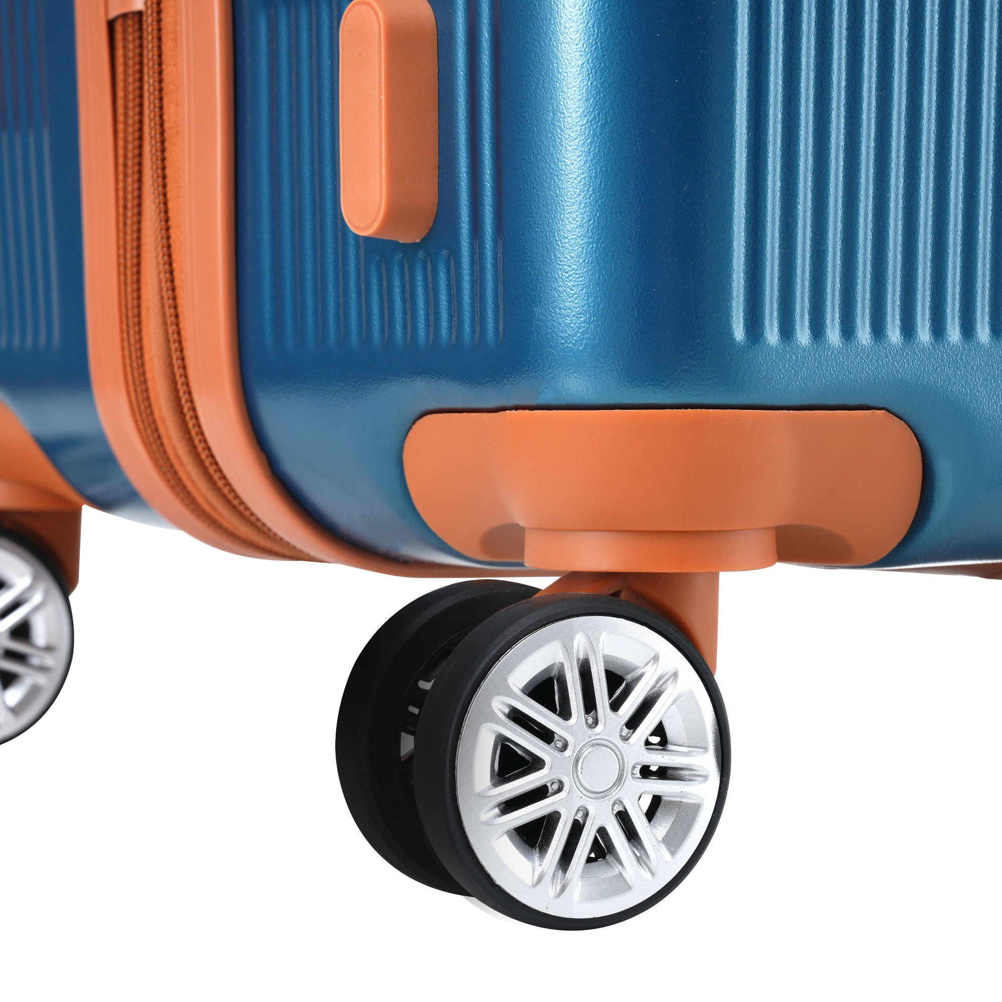 Hardshell Luggage Sets 3 Piece double spinner 8 wheels blue-abs