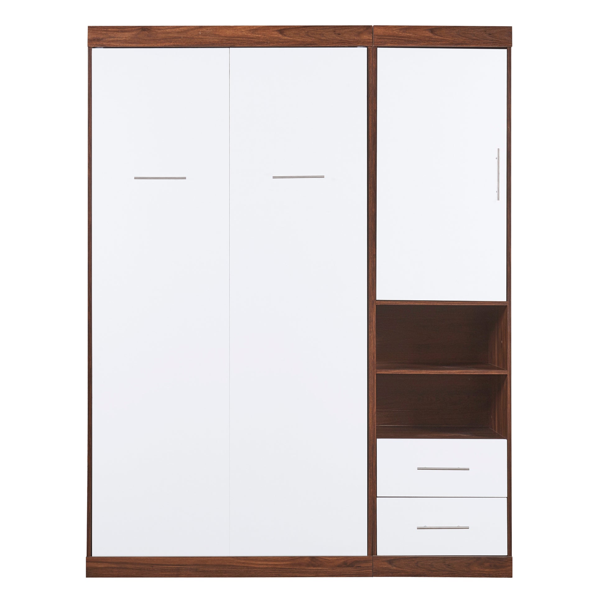 Twin Size Murphy Bed Wall Bed With Cabinet,White Twin White Solid Wood Mdf