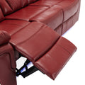 Home Theater Seating Manual Recliner Chair With Center Console And Led Light Strip For Living Room, Wind Red Red Foam Faux Leather