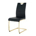 Modern Dining Chairs With Faux Leather Padded Seat Dining Living Room Chairs Upholstered Chair With Gold Metal Legs Design For Kitchen, Living, Bedroom, Dining Room Side Chairs Set Of 4 Black Gold Metal