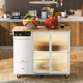 Kitchen Island with Drop Leaf, LED Light Kitchen Cart