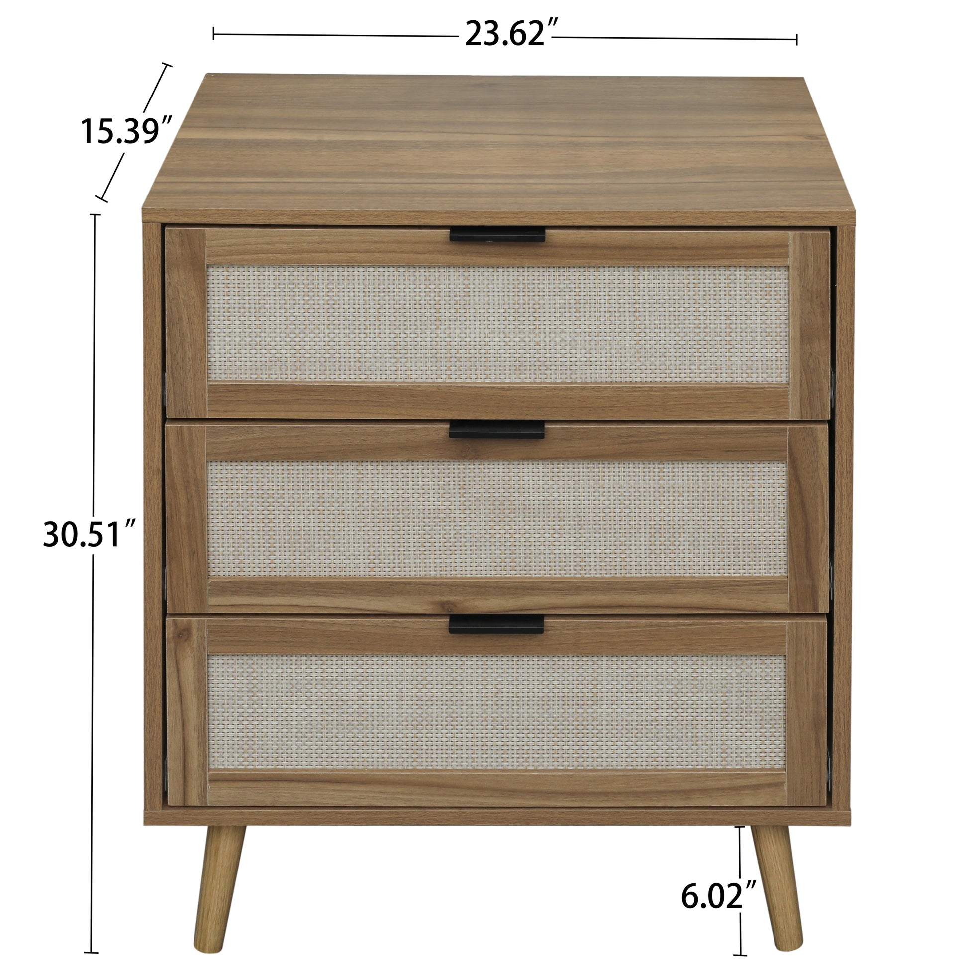 3 Drawer Cabinet, Suitable For Bedroom, Living Room, Study Walnut Particle Board