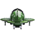 12V Electric Kids Ride On Toy Plane With Usb, Fm, Wind Driven Propeller, 360 Degree Rotating By 2 Joysticks, Remote Control For Kids 3 To 6, Army Green Army Green Polypropylene