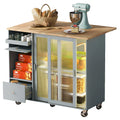 Kitchen Island with Drop Leaf, LED Light Kitchen Cart