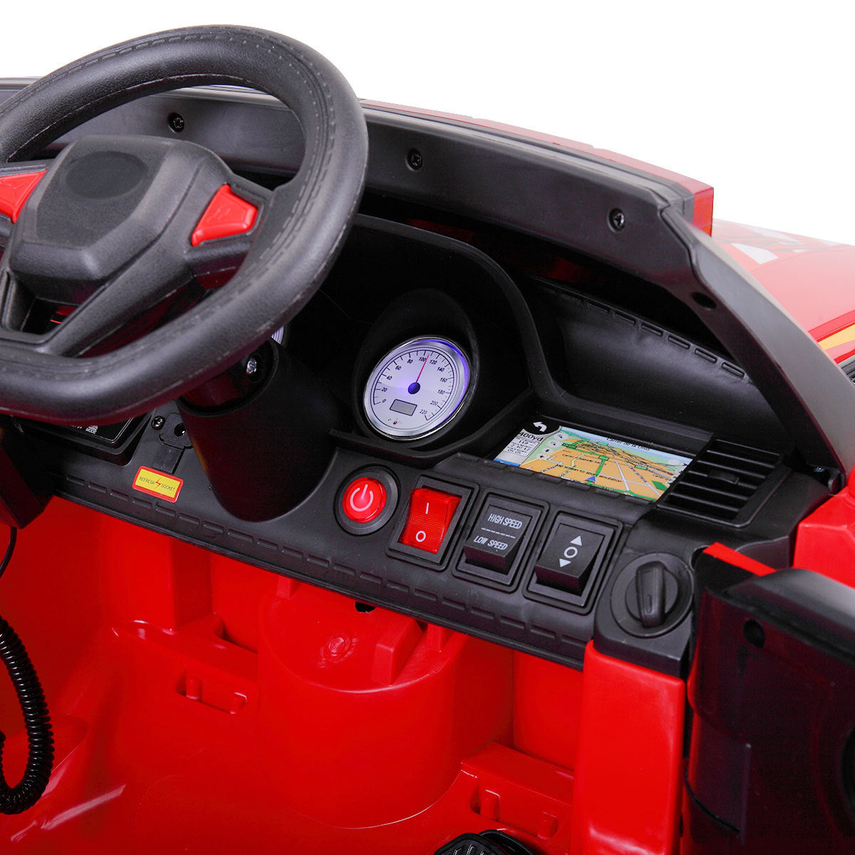 12V Kid Ride On Police Car With Parental Remote Control, Battery Powered Electric Truck With Siren, Flashing Lights, Music, Spring Suspension, Red Red Polypropylene