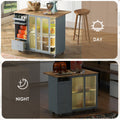 Kitchen Island with Drop Leaf, LED Light Kitchen Cart