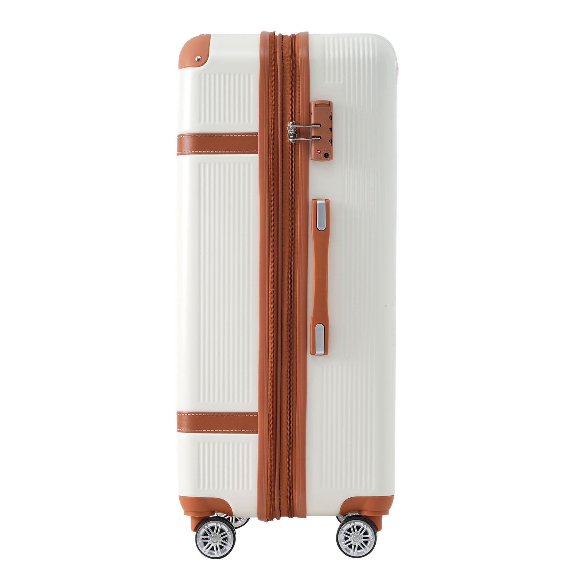 Hardshell Luggage Sets 3 Piece double spinner 8 wheels white-abs