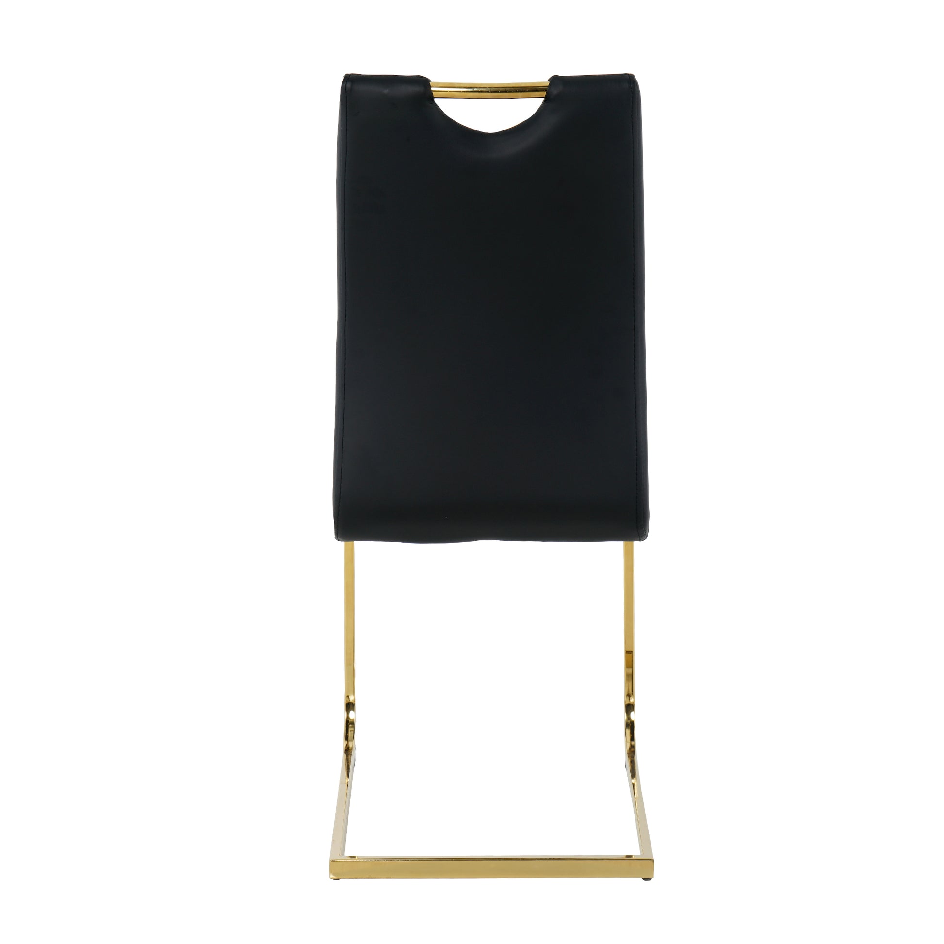 Modern Dining Chairs With Faux Leather Padded Seat Dining Living Room Chairs Upholstered Chair With Gold Metal Legs Design For Kitchen, Living, Bedroom, Dining Room Side Chairs Set Of 4 Black Gold Metal