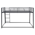 Metal Floor Bunk Bed, Full Xl Over Queen, Black Black Metal