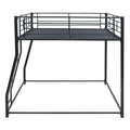 Metal Floor Bunk Bed, Full Xl Over Queen, Black Black Metal