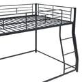 Metal Floor Bunk Bed, Full Xl Over Queen, Black Black Metal