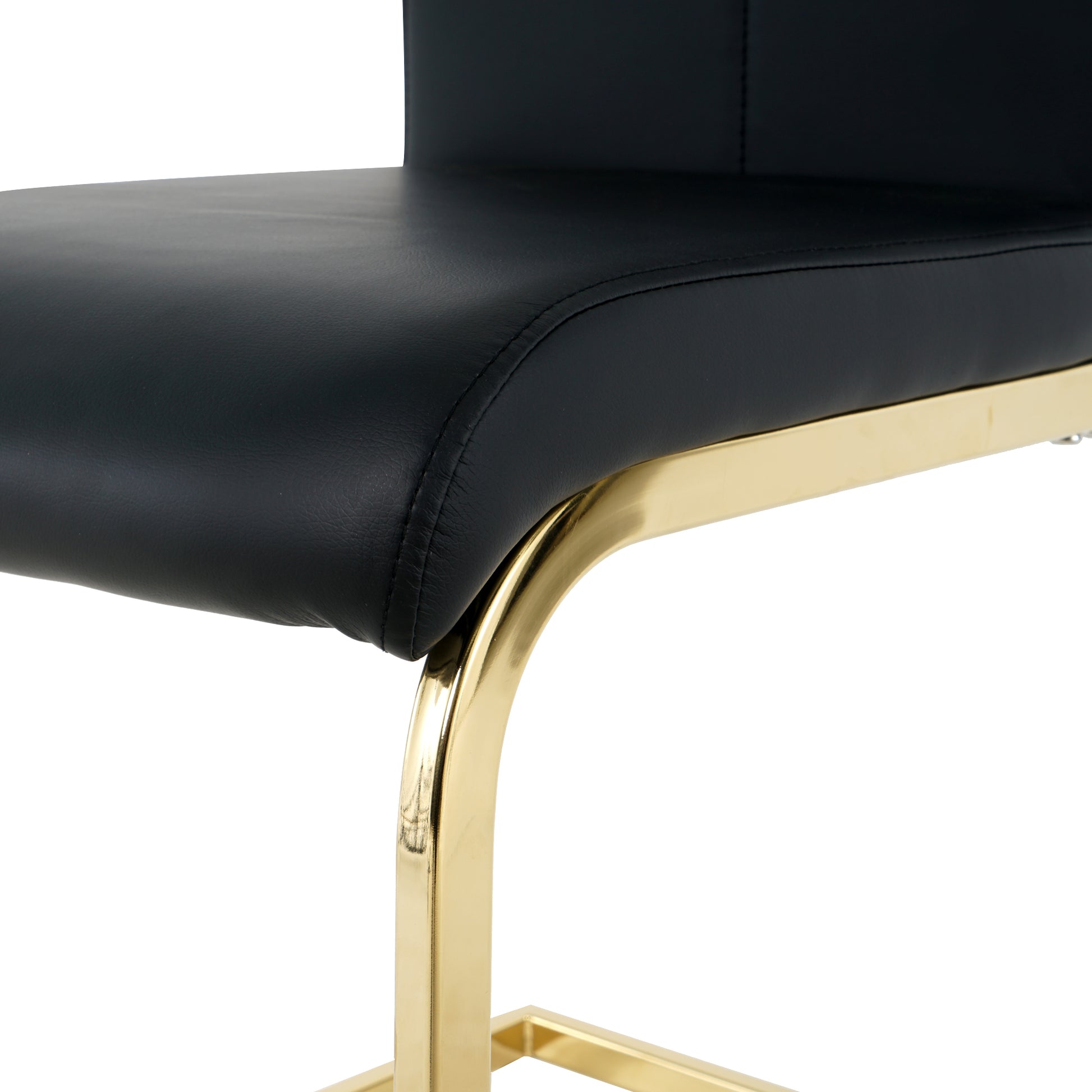 Modern Dining Chairs With Faux Leather Padded Seat Dining Living Room Chairs Upholstered Chair With Gold Metal Legs Design For Kitchen, Living, Bedroom, Dining Room Side Chairs Set Of 4 Black Gold Metal