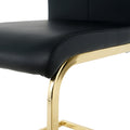 Modern Style Glass Dining Table, Elegant Transparent Design, Solid Support Base, Black Dining Chair Set, Gold Plated Chair Legs, Suitable For Restaurant Kitchen Use Set Of 5 Black Gold Seats 4 Mdf Glass