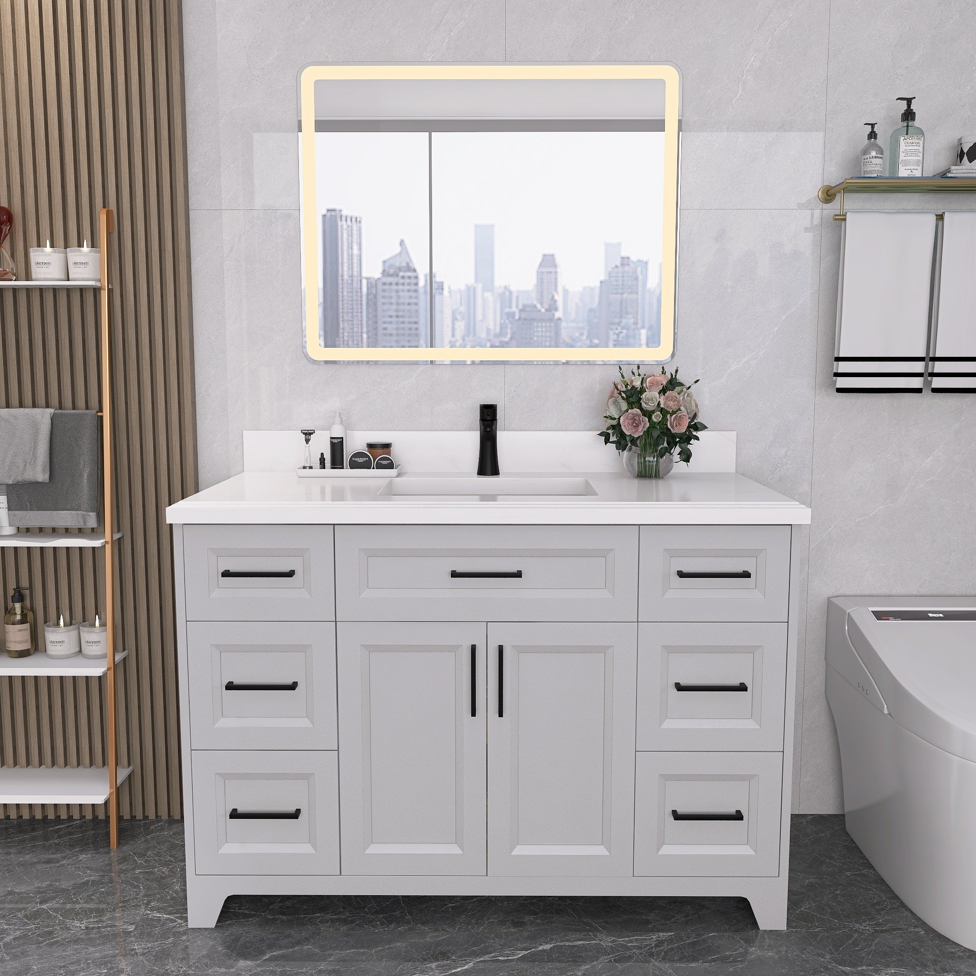 48" Bathroom Vanity With Sink Combo, Modern