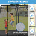 14Ft Trampoline For Kids With Upgraded Arcpole And Composite Toploop For Safety Enclosure, Plus Basketball Board And 10 Ground Stakes, Outdoor Recreational Playset Balance Physical Training Trampoline Black Metal