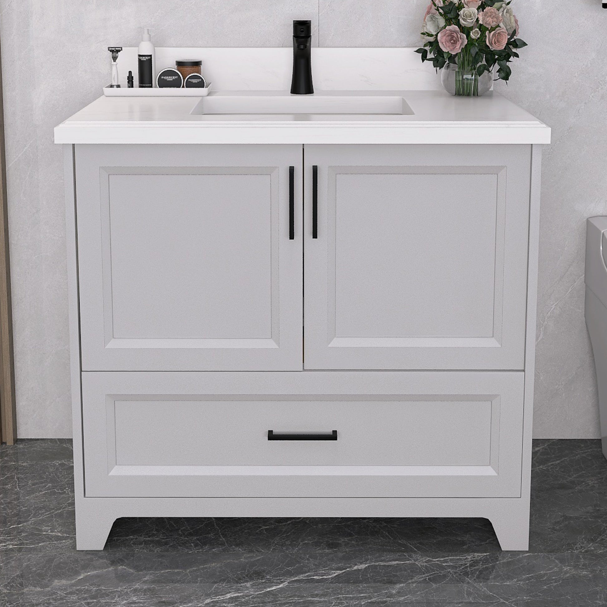 Solid Wood 36" Bathroom Vanity With Sink Combo,