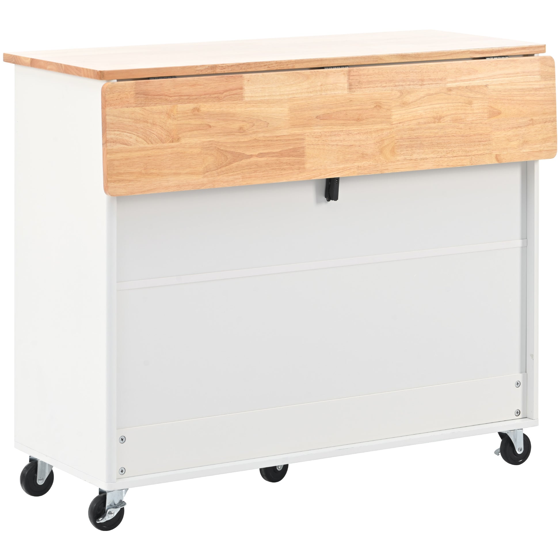 Kitchen Island with Drop Leaf, LED Light Kitchen Cart