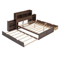 Full Size Storage Platform Bed With Pull Out Shelves, Twin Size Trundle And 2 Drawers, Espresso Box Spring Not Required Full Espresso Wood Bedroom Bed Frame Solid Wood Mdf