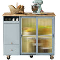 Kitchen Island with Drop Leaf, LED Light Kitchen Cart