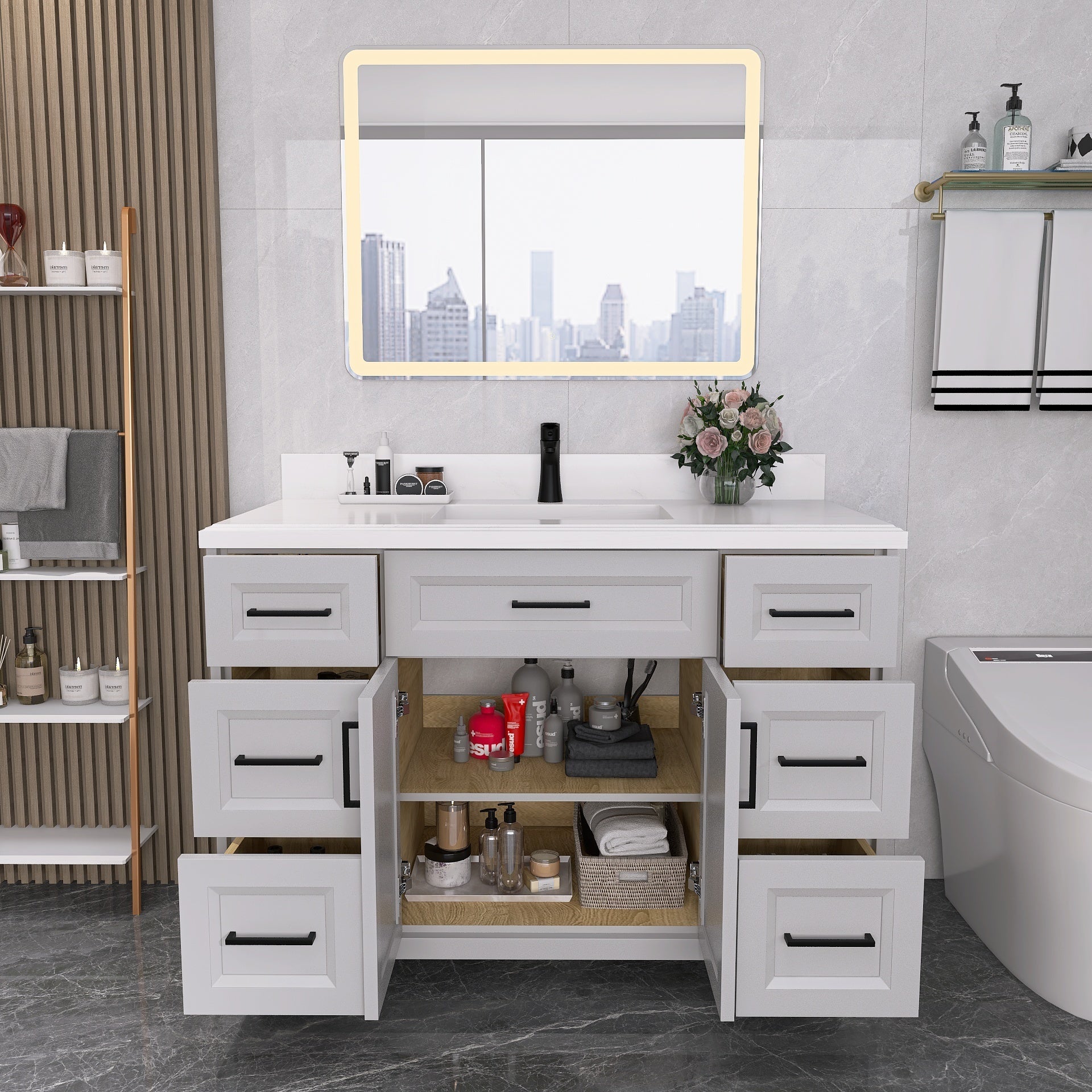 48" Bathroom Vanity With Sink Combo, Modern