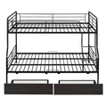 Full Xl Over Queen Metal Bunk Bed With 2 Drawers, Black Black Iron
