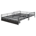 Full Xl Over Queen Metal Bunk Bed With 2 Drawers, Black Black Iron