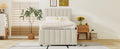 Twin Size Upholstered Platform Bed With Trundle And 3 Drawers, Linen Fabric, Beige Beige Linen