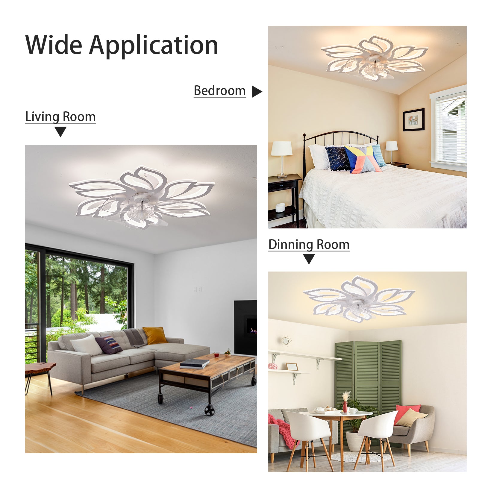 25.5In Ceiling Fan With Lights, Remote Control 3 Color Temperatures,6 Gear Wind Speed Fan Light White Modern Acrylic