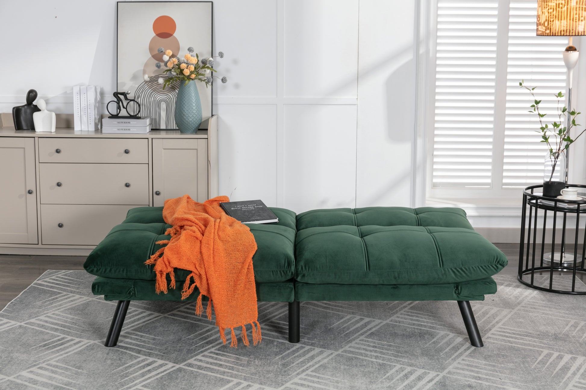 Emerald Convertible Folding Modern Sofa Bed Twin Emerald White Primary Living Space Modern Pine Foam Upholstered