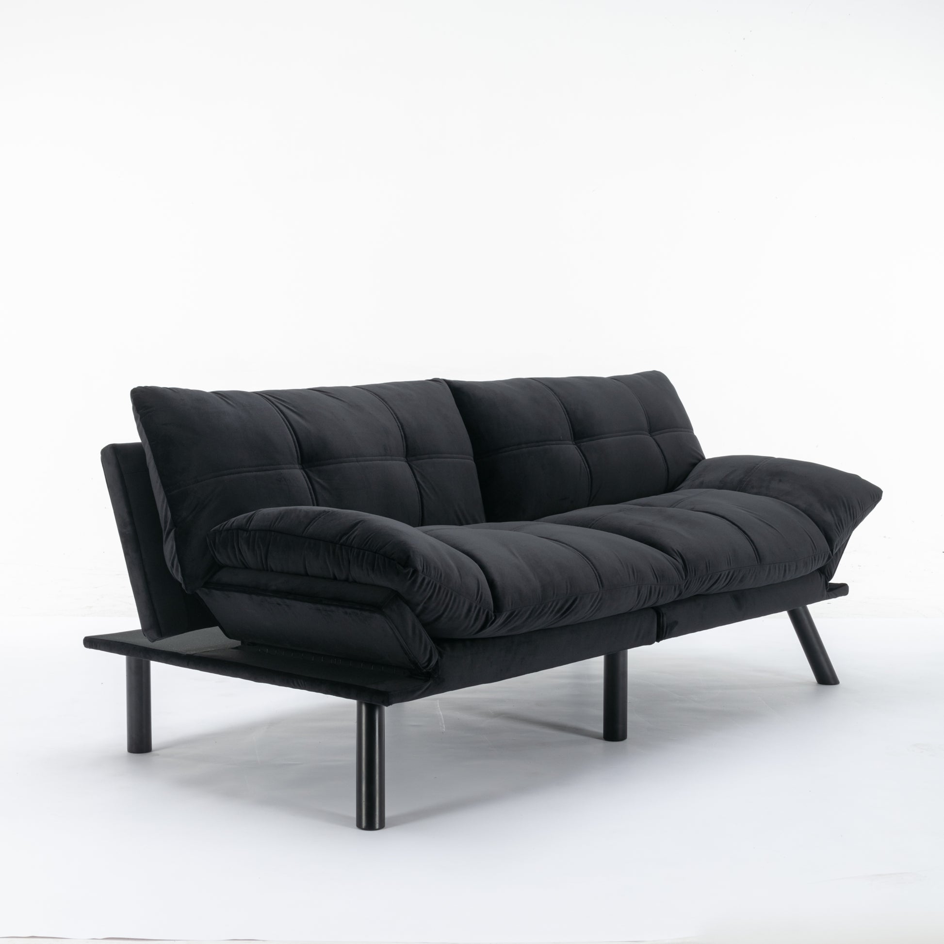 Black Convertible Folding Modern Sofa Bed Twin Black White Primary Living Space Modern Pine Foam Upholstered