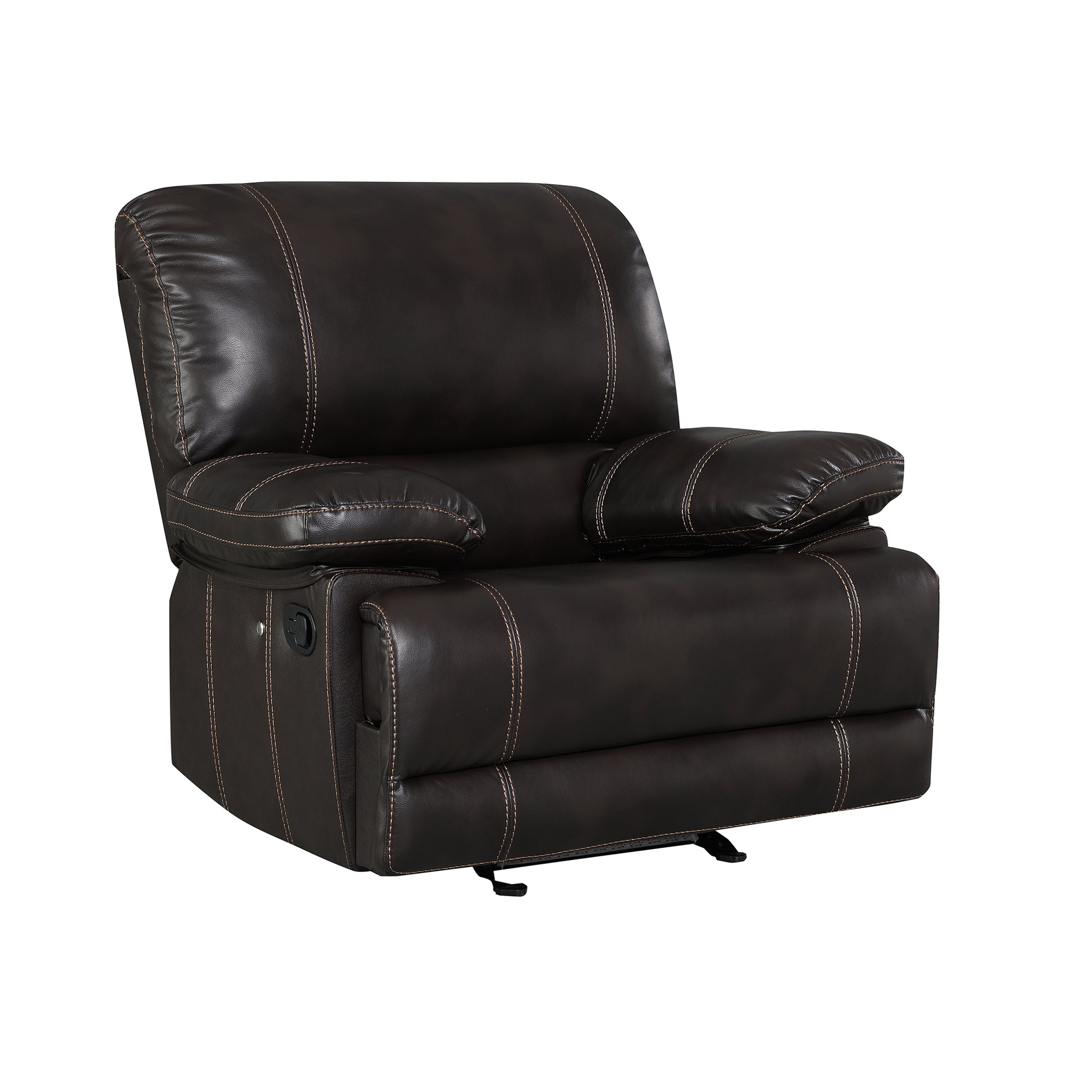 Recliner Chair Sofa Manual Reclining Home Seating Seats Movie Theater Chairs, Brown Brown Foam Faux Leather