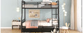 Full Xl Over Queen Metal Bunk Bed With 2 Drawers, Black Black Iron