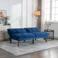 Navy Blue Convertible Folding Modern Sofa Bed White Wood Primary Living Space Light Duty Pine 2 Seat Navy Blue Velvet Medium Firm Pillow Back Modern Pillow Top Arms Foam Upholstered