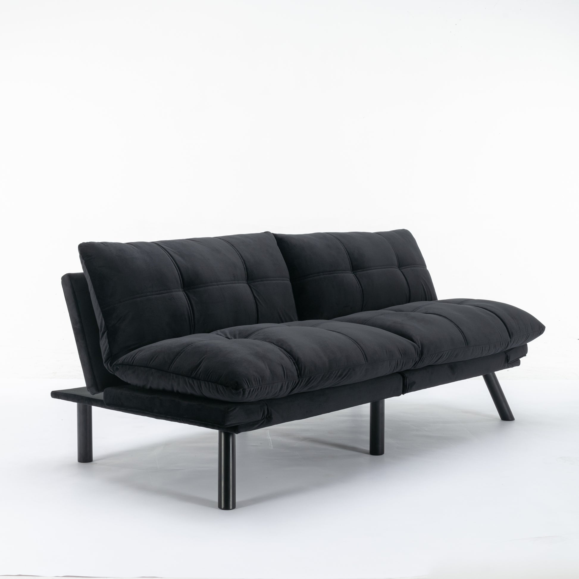 Black Convertible Folding Modern Sofa Bed Twin Black White Primary Living Space Modern Pine Foam Upholstered