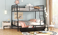Full Xl Over Queen Metal Bunk Bed With 2 Drawers, Black Black Iron