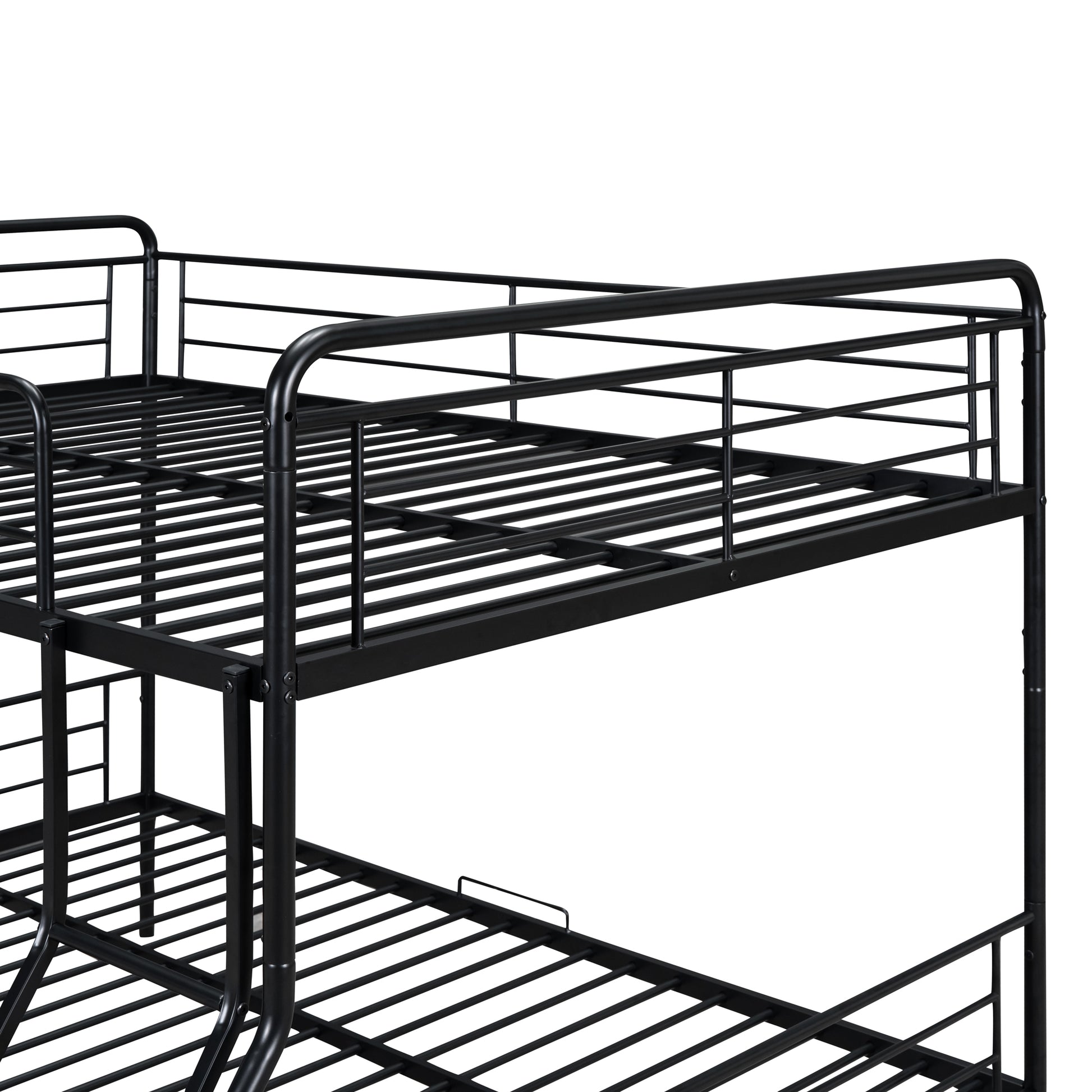 Full Xl Over Queen Metal Bunk Bed With 2 Drawers, Black Black Iron