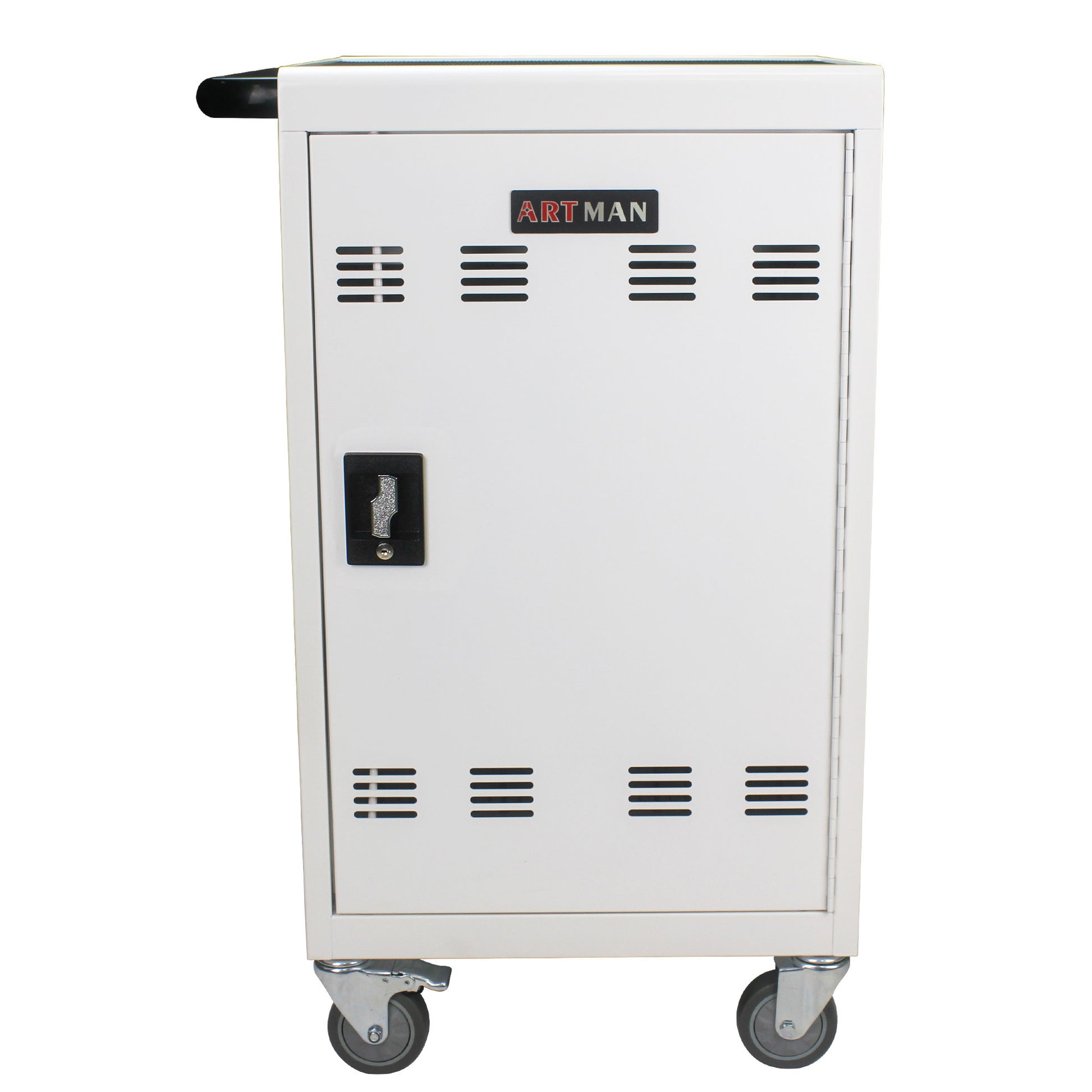 Mobile Charging Cart And Cabinet For Tablets Laptops 32 Device White Antique White Steel