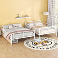 Full Xl Over Queen Metal Bunk Bed With 2 Drawers, White White Iron