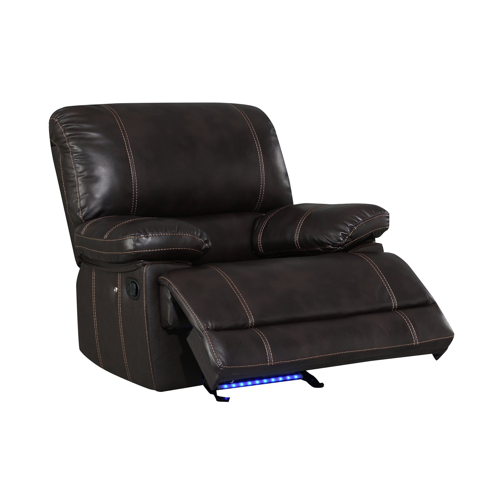 Recliner Chair Sofa Manual Reclining Home Seating Seats Movie Theater Chairs, Brown Brown Foam Faux Leather