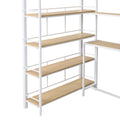 Twin Size Metal Loft Bed With Staircase, Built In Desk And Storage Shelves, White Box Spring Not Required Twin White Metal Bedroom Mdf Metal