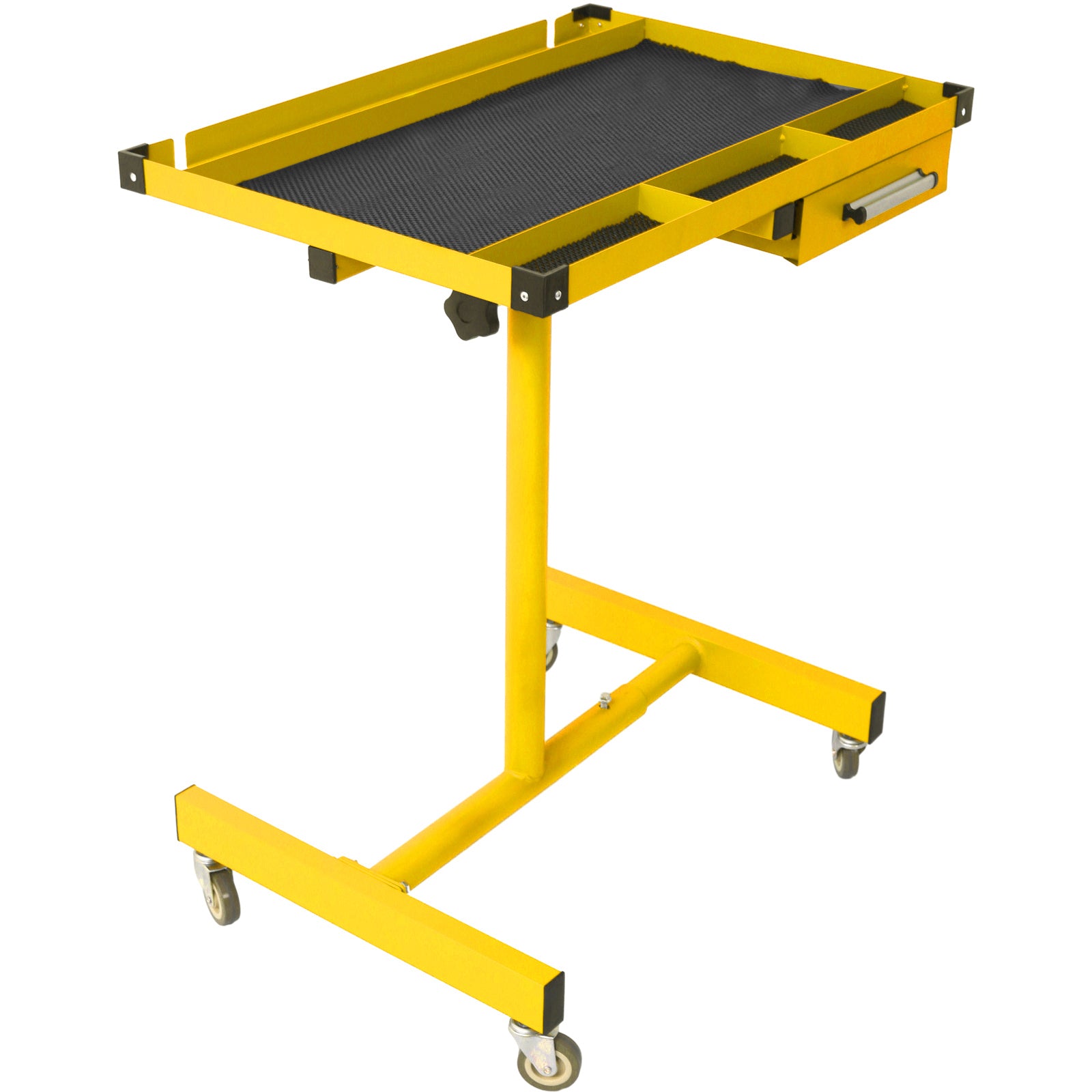 Adjustable Work Table With Drawer Yellow Metal