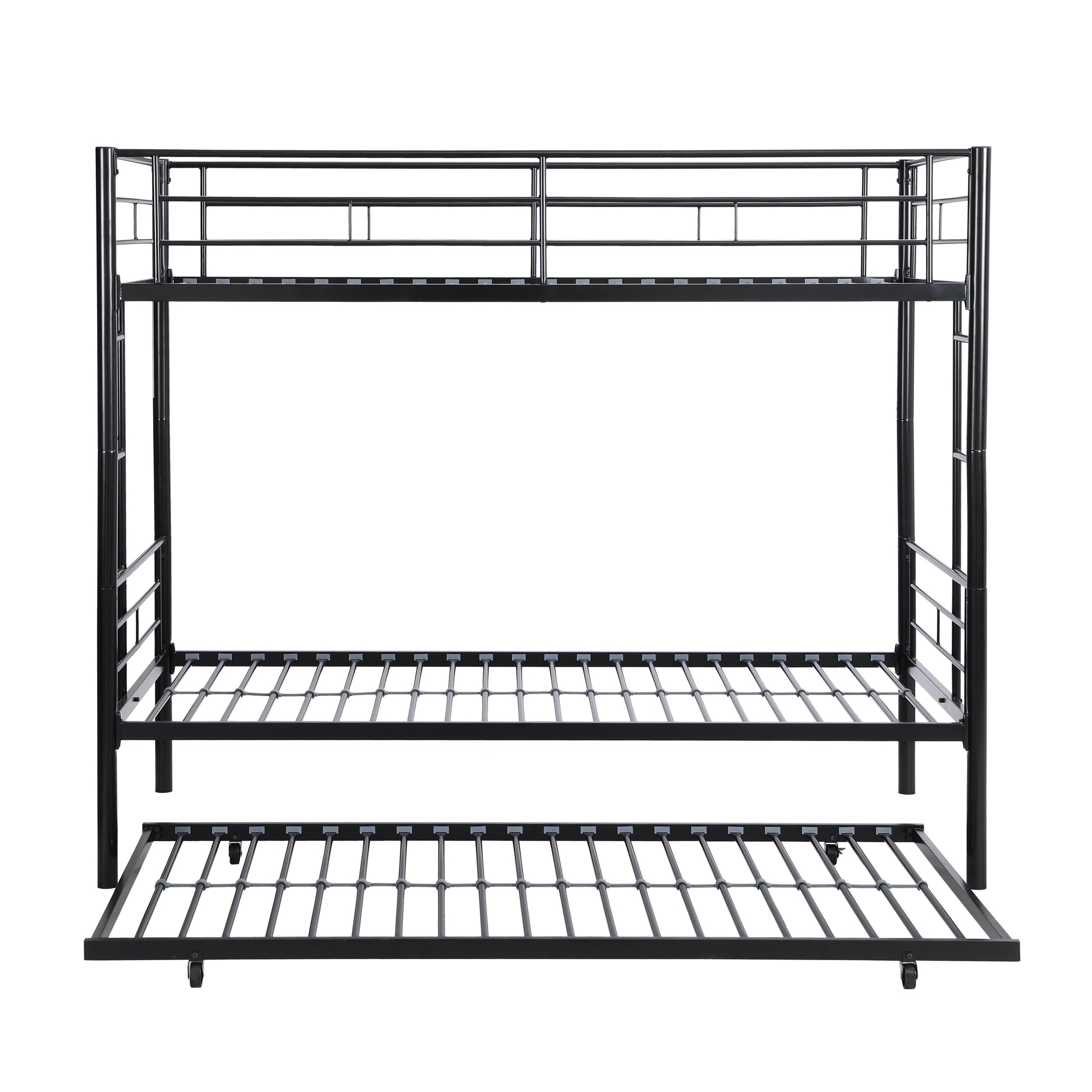 Metal Bunk Bed With Trundle Black Black Metal