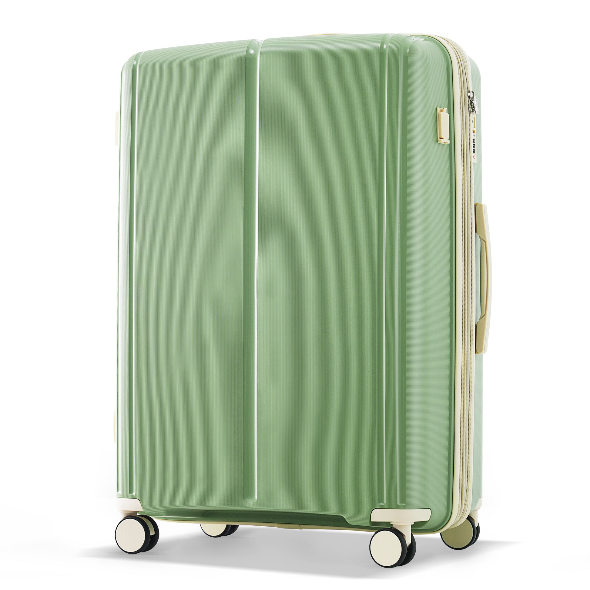 Luggage Sets 3 Piece Suitcase Set 20 24 28 With Usb Port,Carry On Luggage Airline Approved,Pp Lightweight Suitcase With Spinner Wheels,Green And Ivory Green Ivory Polypropylene