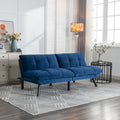 Navy Blue Convertible Folding Modern Sofa Bed White Wood Primary Living Space Light Duty Pine 2 Seat Navy Blue Velvet Medium Firm Pillow Back Modern Pillow Top Arms Foam Upholstered