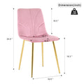 Modern Simple Light Luxury Dining Pink Chair Home Bedroom Stool Back Dressing Chair Student Desk Chair Gold Metal Legs Set Of 4 Pink Metal