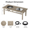 3 In 1 Coffee Table With Ice Bucket And Fire Pit Beige Beige Aluminium