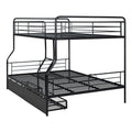 Full Xl Over Queen Metal Bunk Bed With 2 Drawers, Black Black Iron