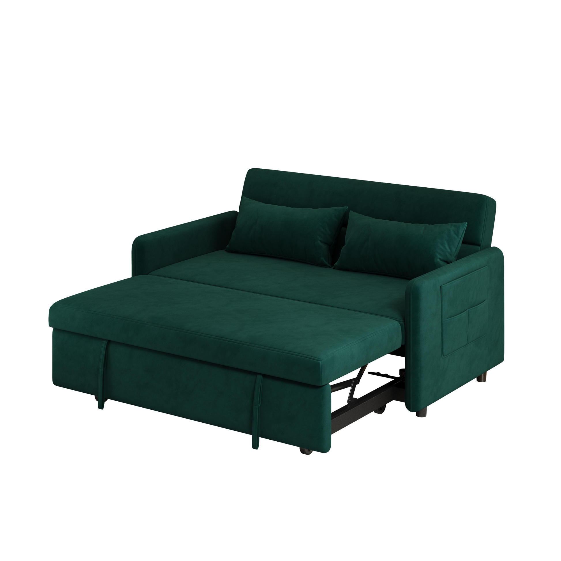 Sofa Pull Out Bed Included Two Pillows 54" Green Velvet Sofa For Small Spaces Green Altay Velvet