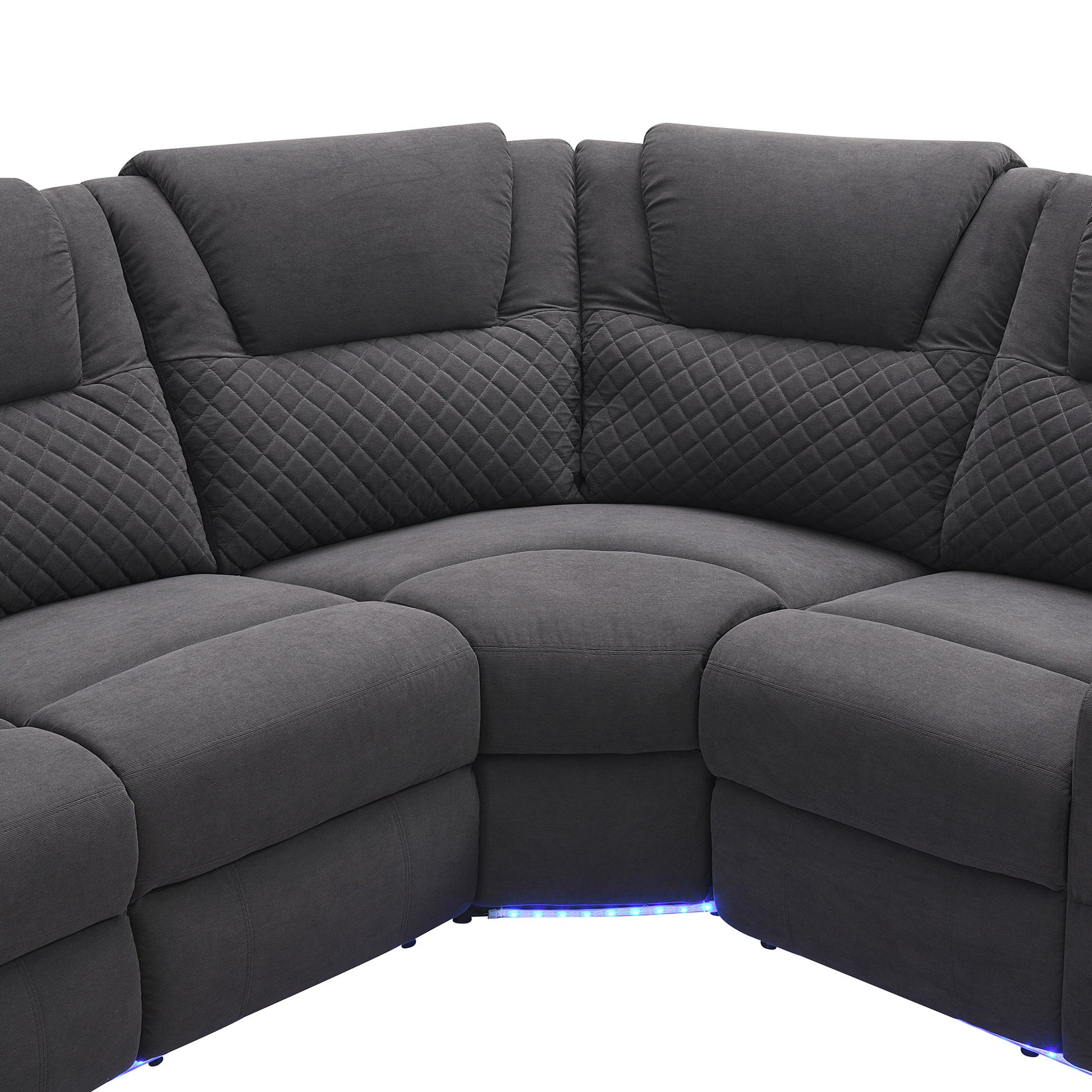 94.4" Home Theater Seating Modern Manual Recliner Sofa Chairs With Storage Box And Two Cup Holders For Living Room, Black Grey Black Grey Foam Velvet 5 Seat