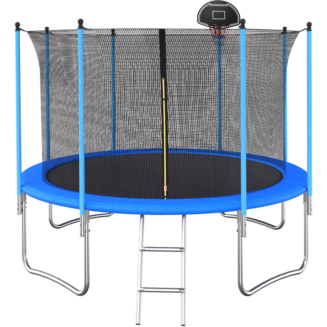 12 Ft Trampoline Inside Safety Net With Basketball Hoop Blue Metal